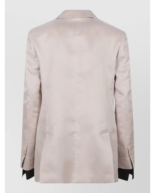 Max Mara Natural Double Breasted Satin Blazer Notch Lapels