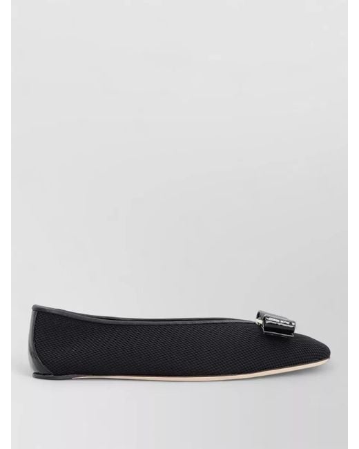 Ferragamo Multicolor Ballerina Shoes Mesh Bow Patent Trim