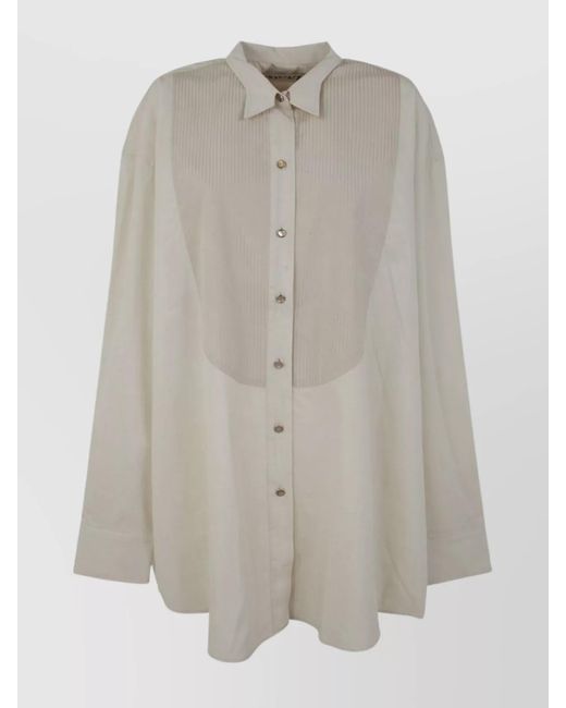 Our Legacy White Collared Neck Tuxedo Shirt With Pleated Back