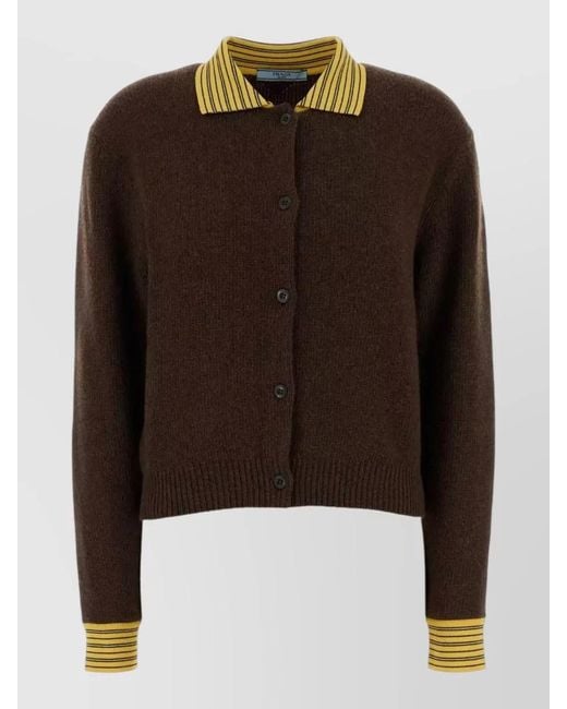 Prada Brown Cashmere Blend Cardigan