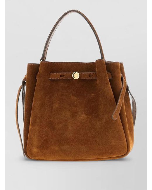 Tory Burch Brown Romy Leather Bucket Bag