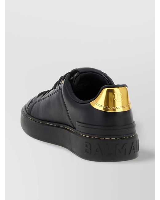 Balmain Black Leather Low-Top Sneakers