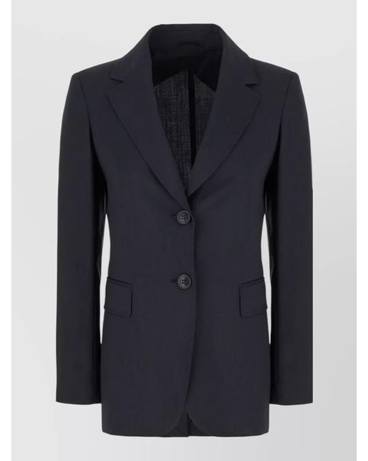 Max Mara Blue Virgin Wool Blazer Single Breasted Tailoring