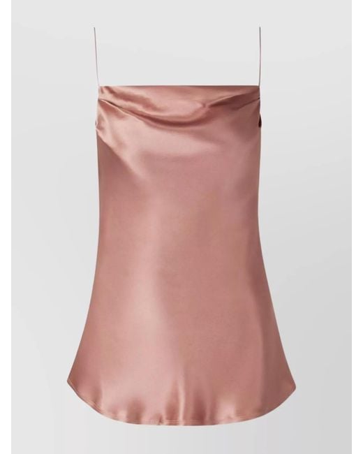 Balmain Pink Silk Cowl Neck Sleeveless Top