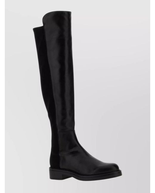 Stuart Weitzman Black Nappa Leather And Fabric Celia Knee Boots