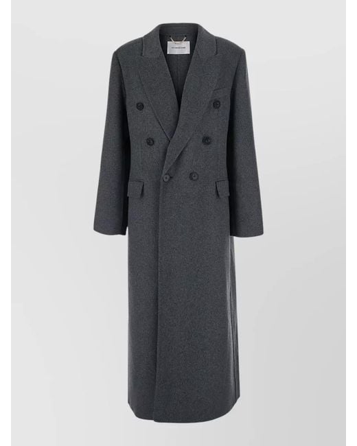 Victoria Beckham Gray Long Coat Double Face Button Lapel Belt