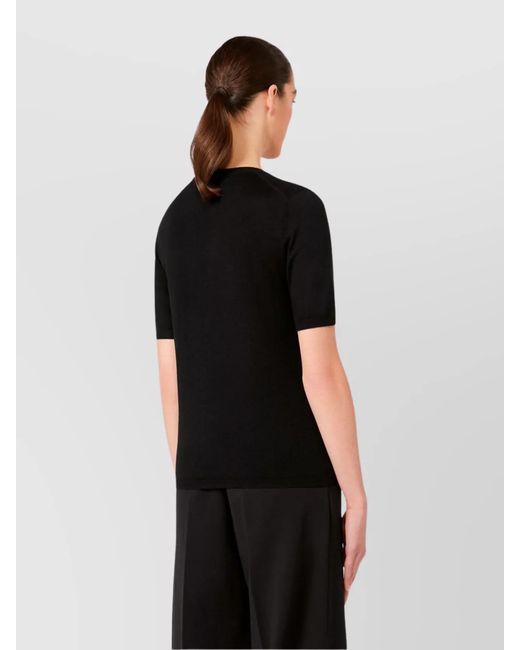 Max Mara Black Virgin Wool Slim-Fit Knitted Top