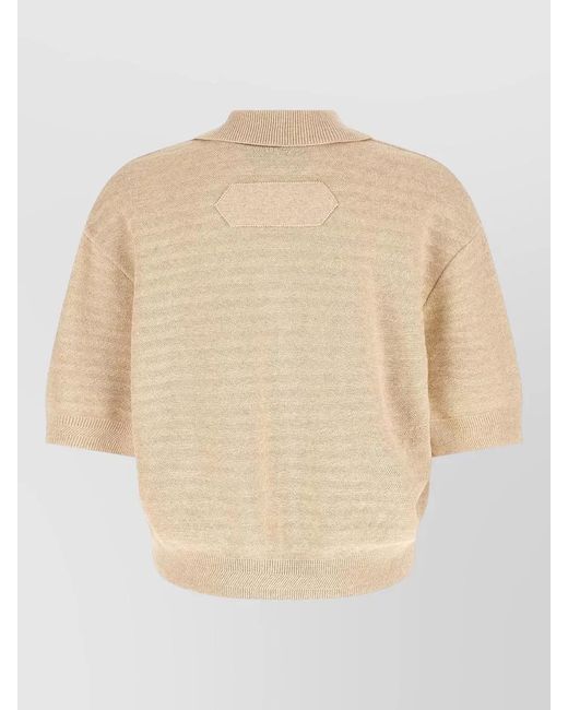 Jacquemus Natural Chevron Knit Polo Short Sleeves Ribbed Trims for men