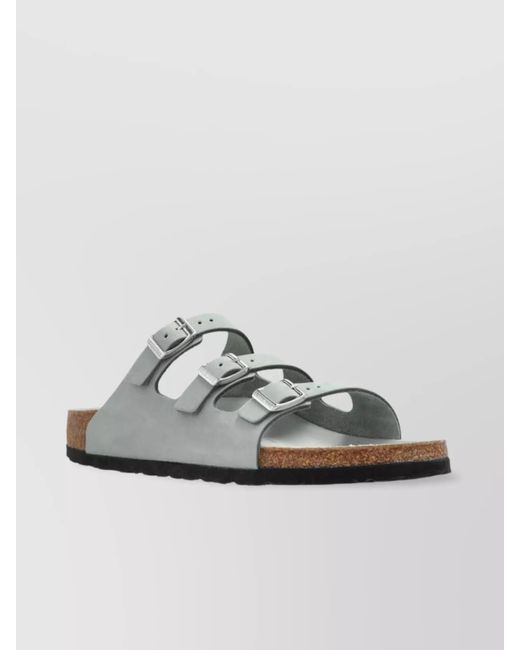 Birkenstock Metallic Triple Buckle Round Toe Flat Sandals