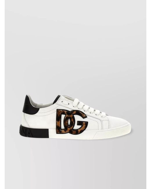 Dolce & Gabbana Metallic Leather Printed Low-Top Sneakers