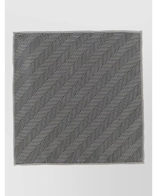 Brunello Cucinelli Gray Chevron Silk Pocket Square Herringbone for men