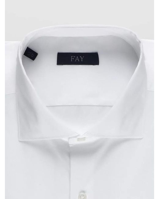 Fay White Cotton Long-Sleeve Shirt for men