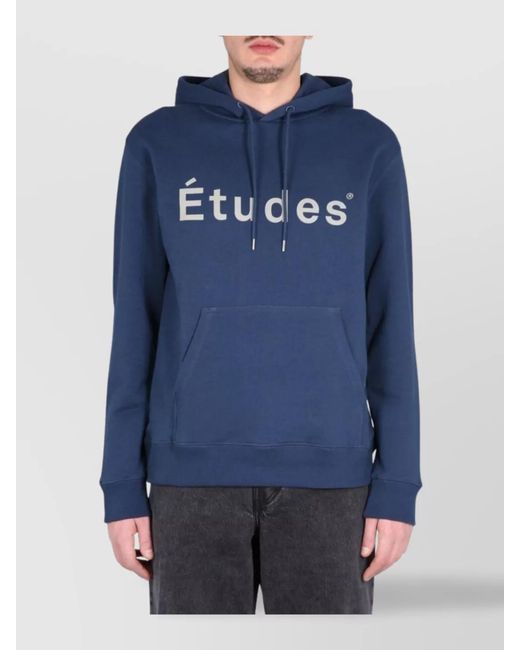 Etudes Studio Blue Ribbed Cross-Neck Hoodie for men