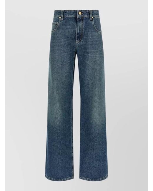 Brunello Cucinelli Blue Denim Wide-Leg Trousers