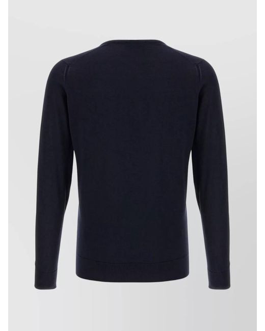 John Smedley Blue Cotton Crew-Neck Long-Sleeve Jumper for men