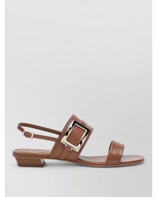 Roger Vivier Brown Leather Slingback Sandals Open Toe Design