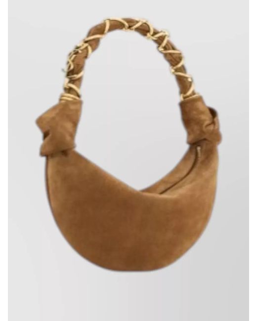 Saint Laurent White Suede Purse Braided Handle Tone Hardware