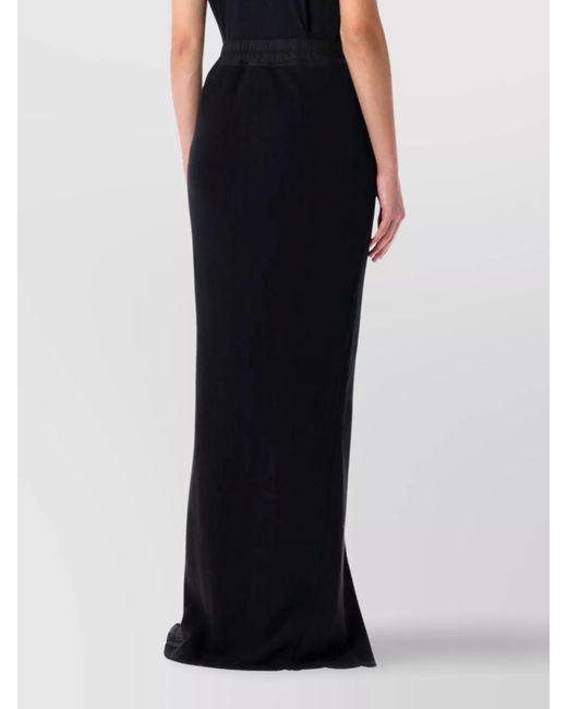 Rick Owens Black Cotton High-Rise Front-Slit Maxi Skirt