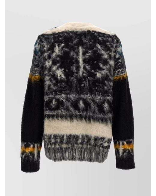 Sacai Black V-Neck Textured Sweater Pattern Design for men