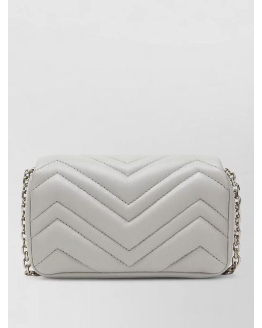 Gucci Gray Chain Strap Chevron Pattern Quilted Crossbody Bag