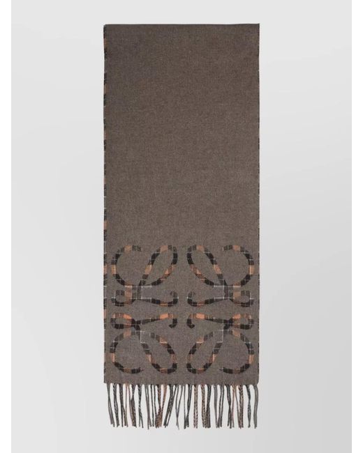 Loewe Multicolor Anagram Scarf Checkered Pattern Fringe Detail
