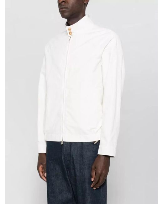Brunello Cucinelli White Cotton Blend Lightweight Jacket for men