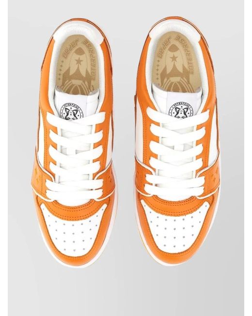 ENTERPRISE JAPAN Orange Rocket Sneaker Contrast Sole Embroidered Detail for men