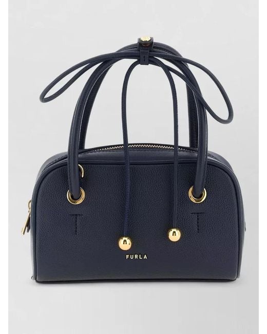 Furla Blue Poppy S Mini Bag Detachable Strap Top Handles