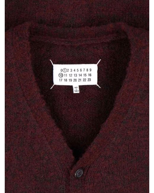 Maison Margiela Purple Wool V-Neck Long-Sleeve Cardigan
