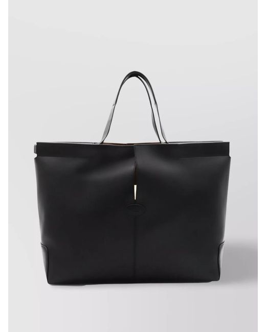 Tod's Black Di Bag Medium Leather Tote Bag