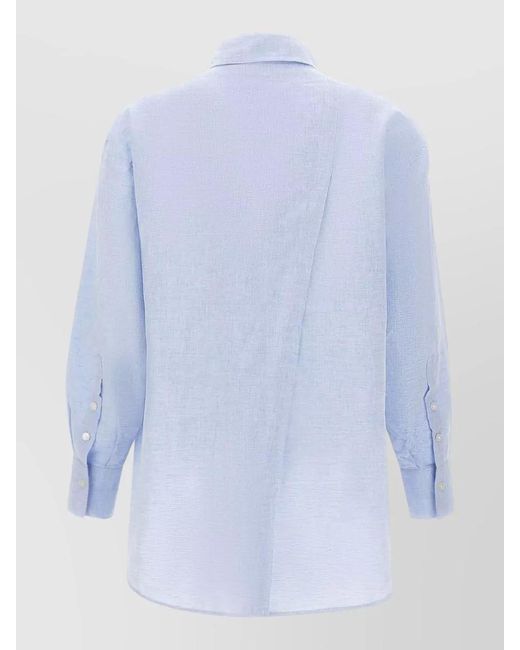 Woolrich Blue Linen Cotton Boyfriend Shirt Long Sleeves