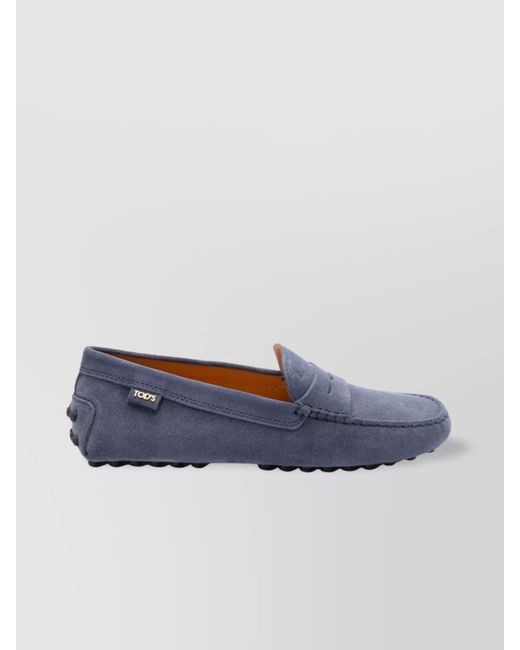 Tod's Blue Round Toe Suede Finish Loafers