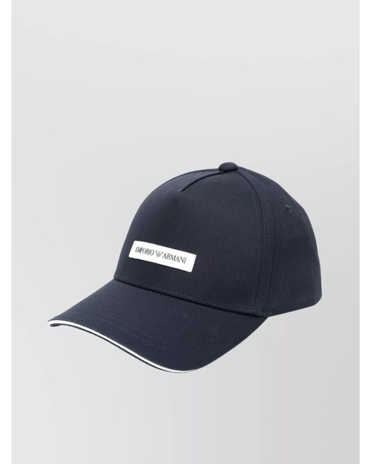 Emporio Armani Blue Logo Cotton Cap Curved Peak for men