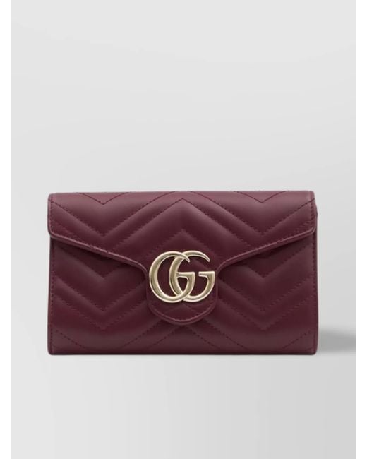 Gucci Purple Gg Marmont Leather Clutch Bag