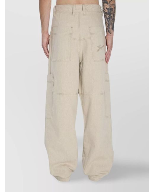 Jacquemus Natural Denim High-Rise Wide-Leg Cargo Trousers for men