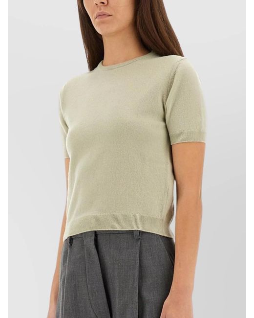 Maison Margiela Green Wool Cropped Crew Neck Knitted Top