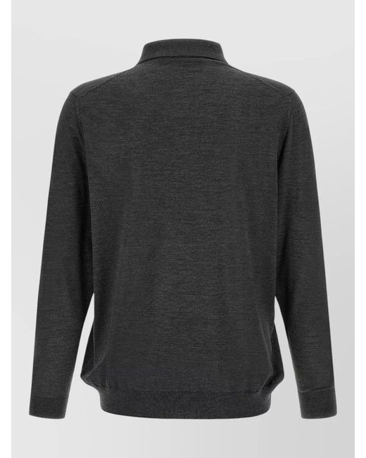 Kiton Gray Wool Long-Sleeve Polo Jumper for men