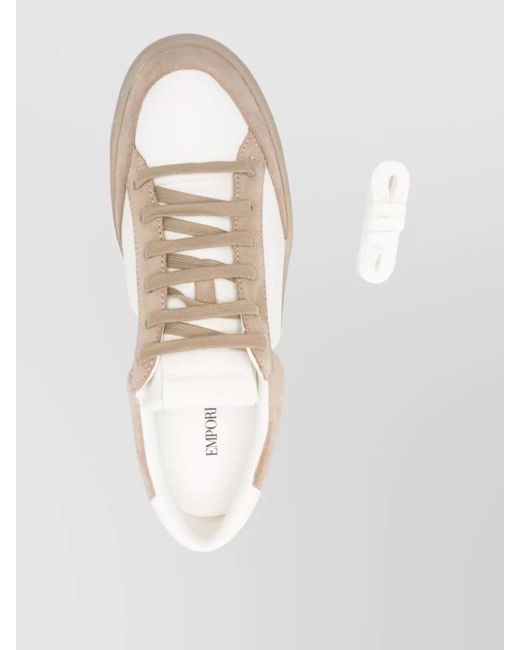 Emporio Armani Natural Leather Low-Top Sneakers for men