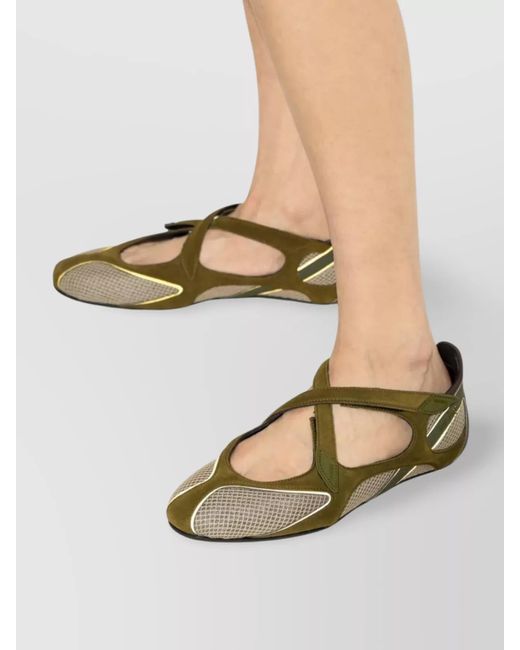 The Attico Green Suede Leather Ballerina Flats