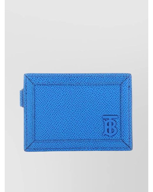 Burberry Blue Pebbled Leather Card Holder for men
