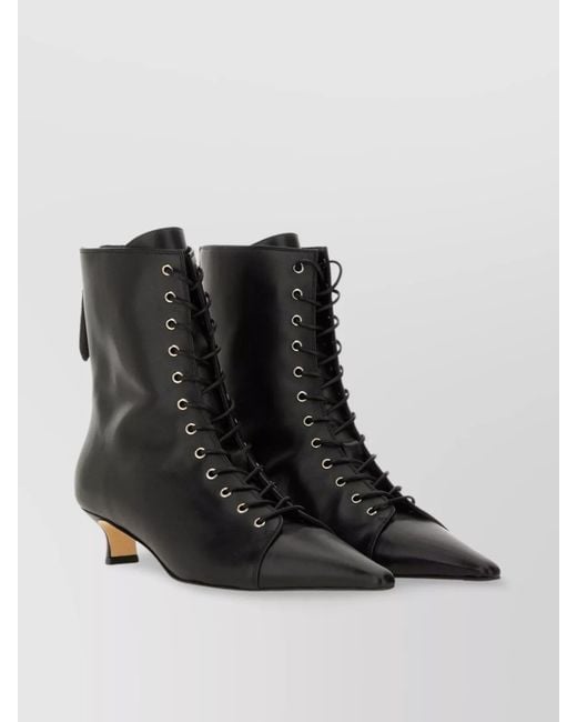Aeyde Black Leather Lace-Up Boots