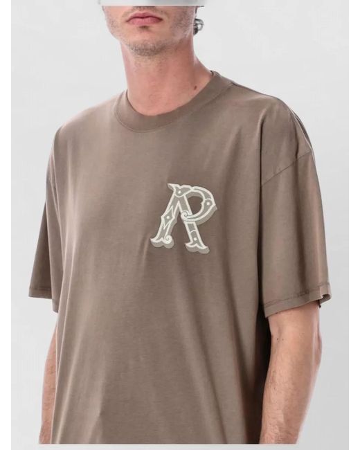 Represent Gray Western Letter Graphic Print Crew Neck T Shirt for men