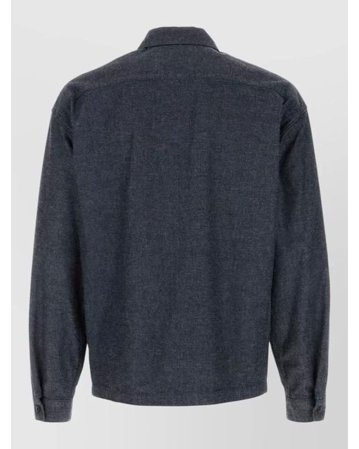 Prada Blue Chambray Shirt Long Sleeves Collared Chest Pocket for men