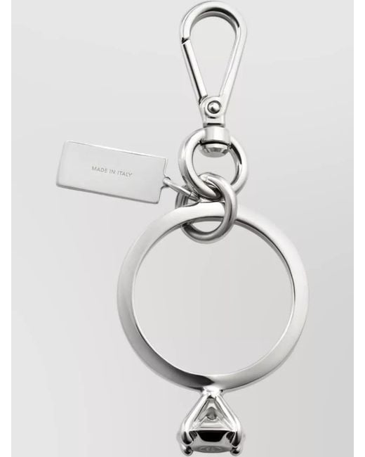 MM6 by Maison Margiela Black Solitaire Ring Charm Keyring Palladium Finish