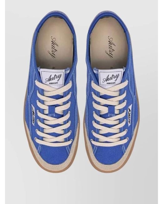 Autry Blue Windscape Low Lace Up Canvas Sneakers for men