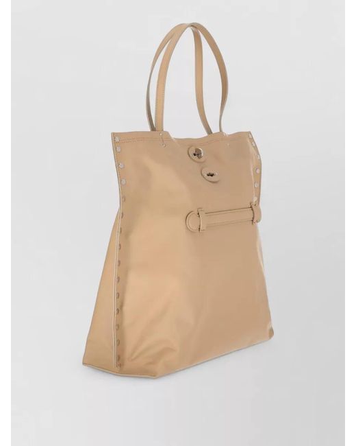 Zanellato Natural Saeta M Tote Bag Studded Dual Handles