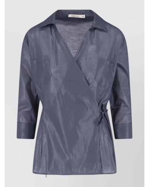 Paloma Wool Blue Wrap Jacket Three Quarter Sleeves Chest Pocket