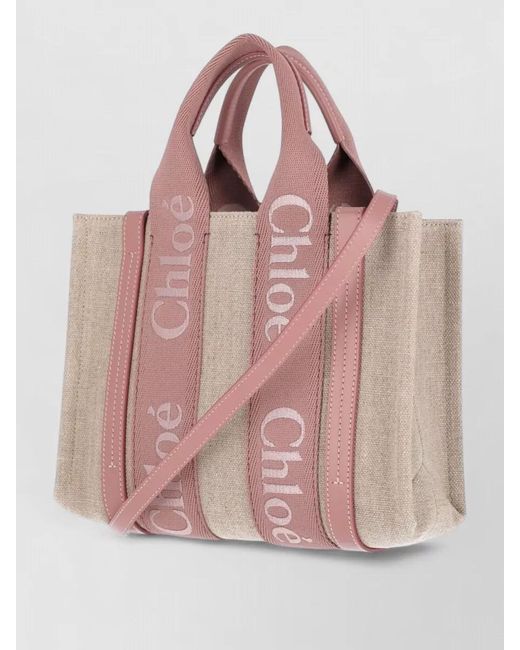 Chloé Pink Beach Bag Textured Finish Adjustable Strap