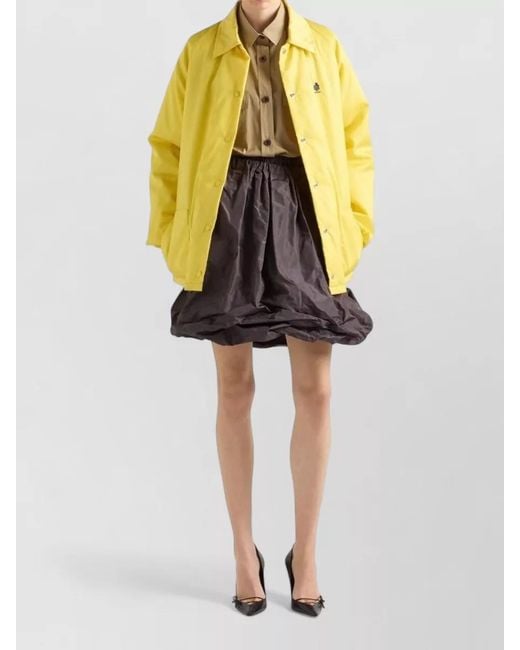 Prada Yellow Collared Coat Front Pockets Long Sleeves