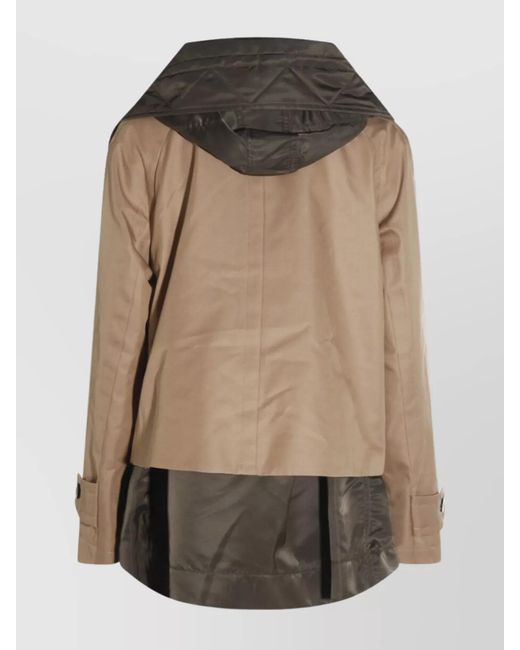Sacai Brown Hooded Quilted Front Pockets Jacket